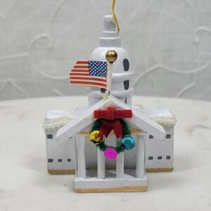 VTG 1965 Kurt Adler White House Wood Ornament Wreath Flag Christmas Tree Holiday